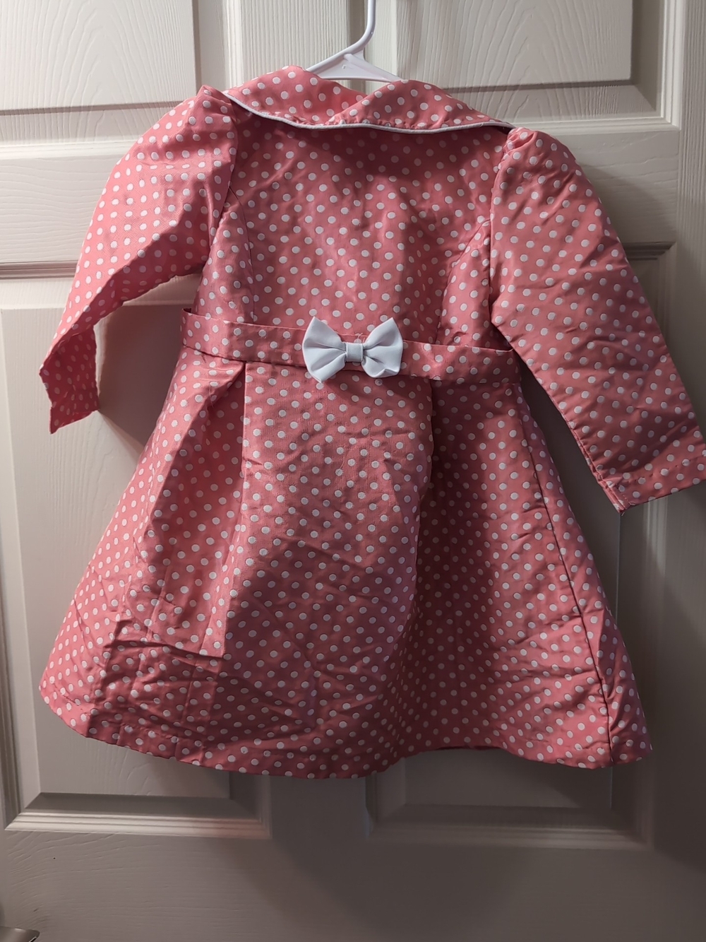 Bonnie Jean Pink Polka Dot Raincoat with White Dots - Picture 8 of 8